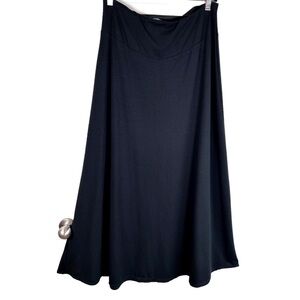 Vintage Ralph Lauren Maxi Skirt Womens Small Black Cotton Blend Pull On Flowy